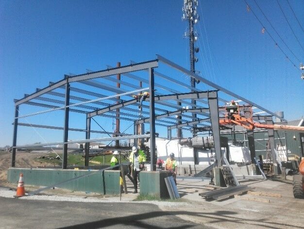 Steel frame foundation for building